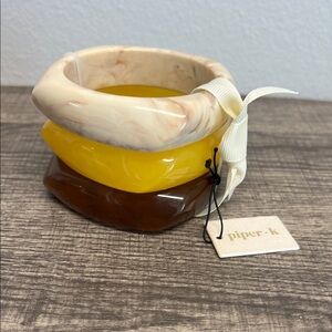 Piper K Cream, Yellow, and Brown Bangle Trio Set ✨